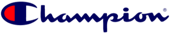 The image shows the Champion logo, featuring a stylized blue C with a red center, followed by the word champion in a bold, blue cursive font on a light background.